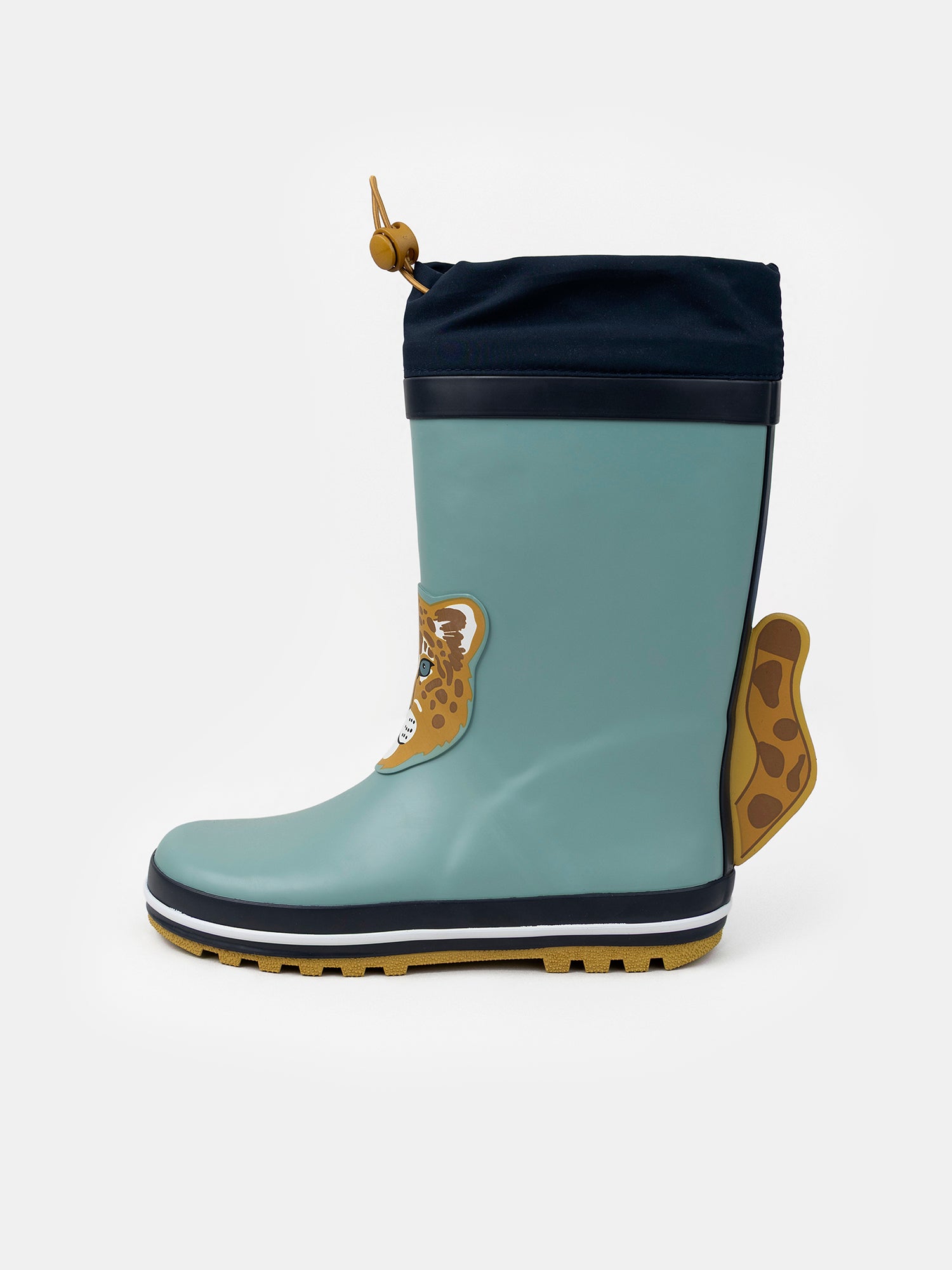 Blaue Regenstiefel mit Leopardenkopf-Patch für Jungen