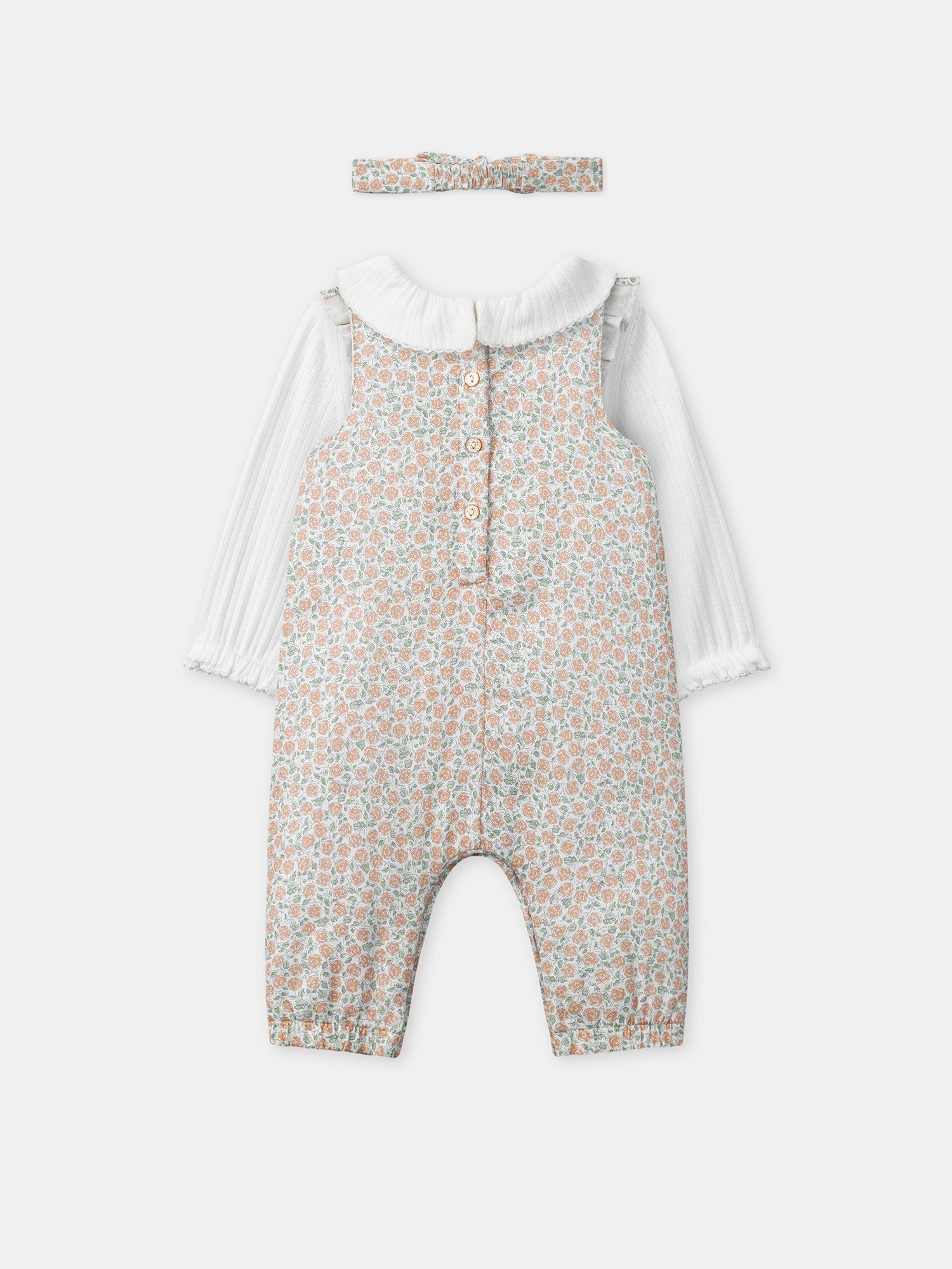 Set aus Blütenmotiv Gesamtheit + Body + Bandeau für Neugeborene Mädchen