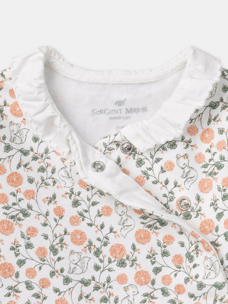 Blumenmuster Sweat-Set + Leggings + Socken für Neugeborene