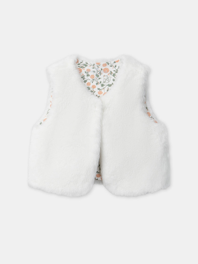Set Kleid mit Blumenmuster + Weste + Strumpfhose für Mädchen
