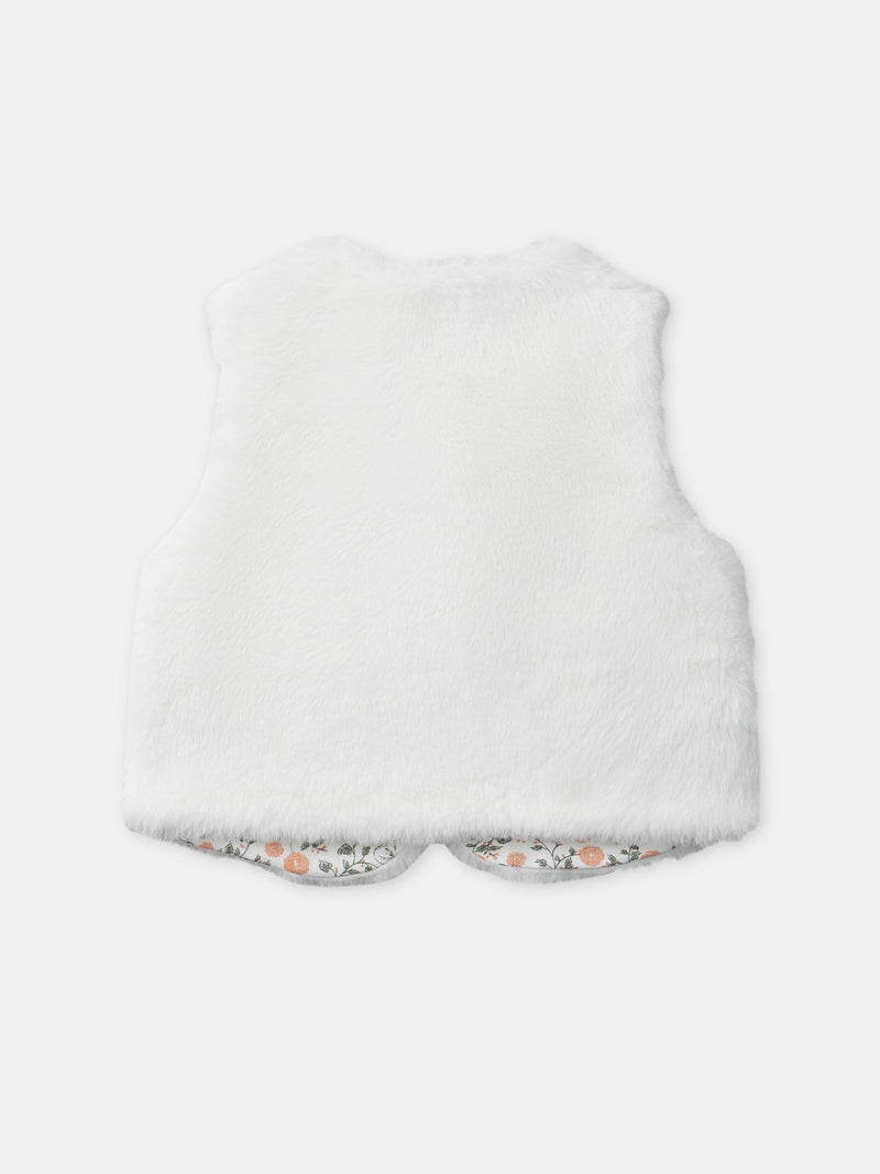Set Kleid mit Blumenmuster + Weste + Strumpfhose für Mädchen
