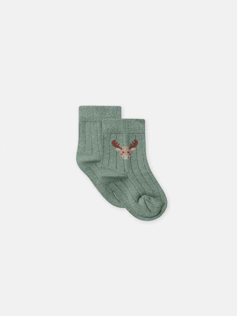 Grünes gestreiftes Set + Body + Socken für Neugeborene Jungen