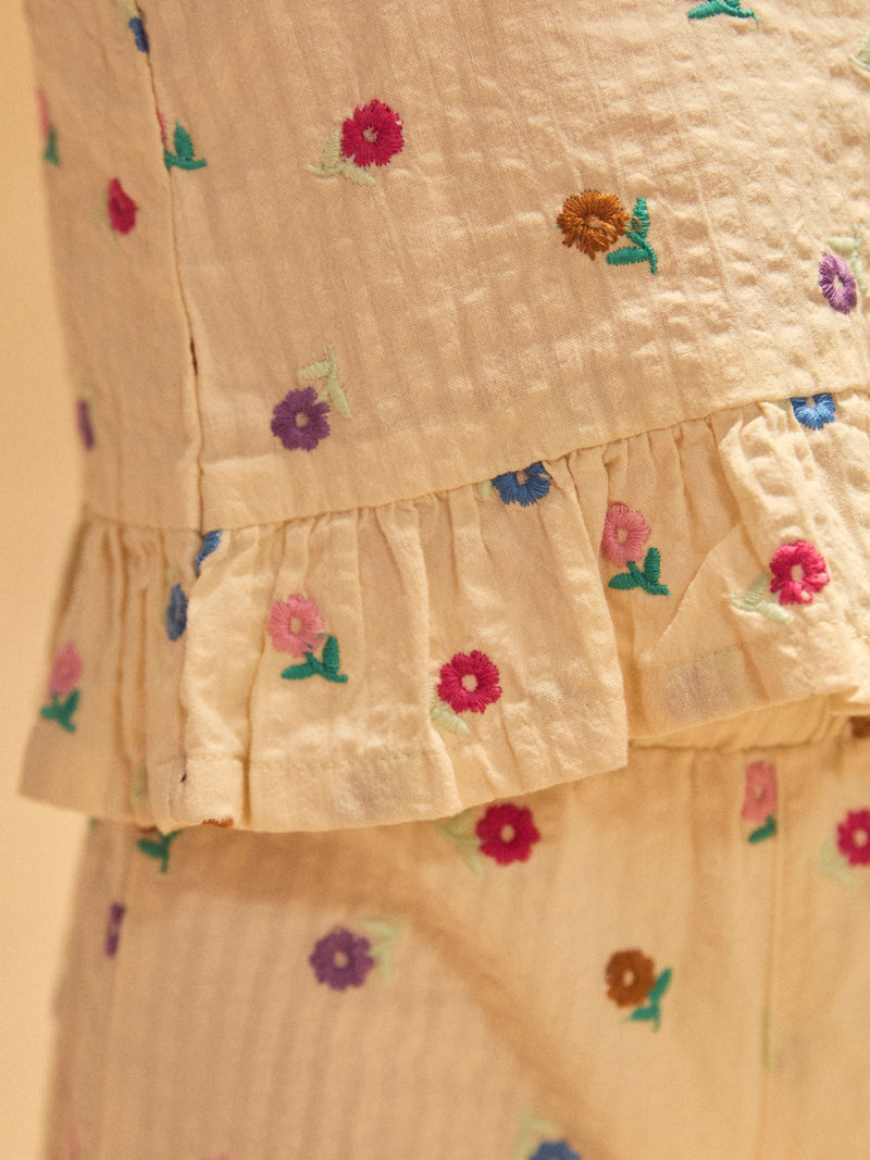Débardeur écru à broderies fleurs Bébé Fille