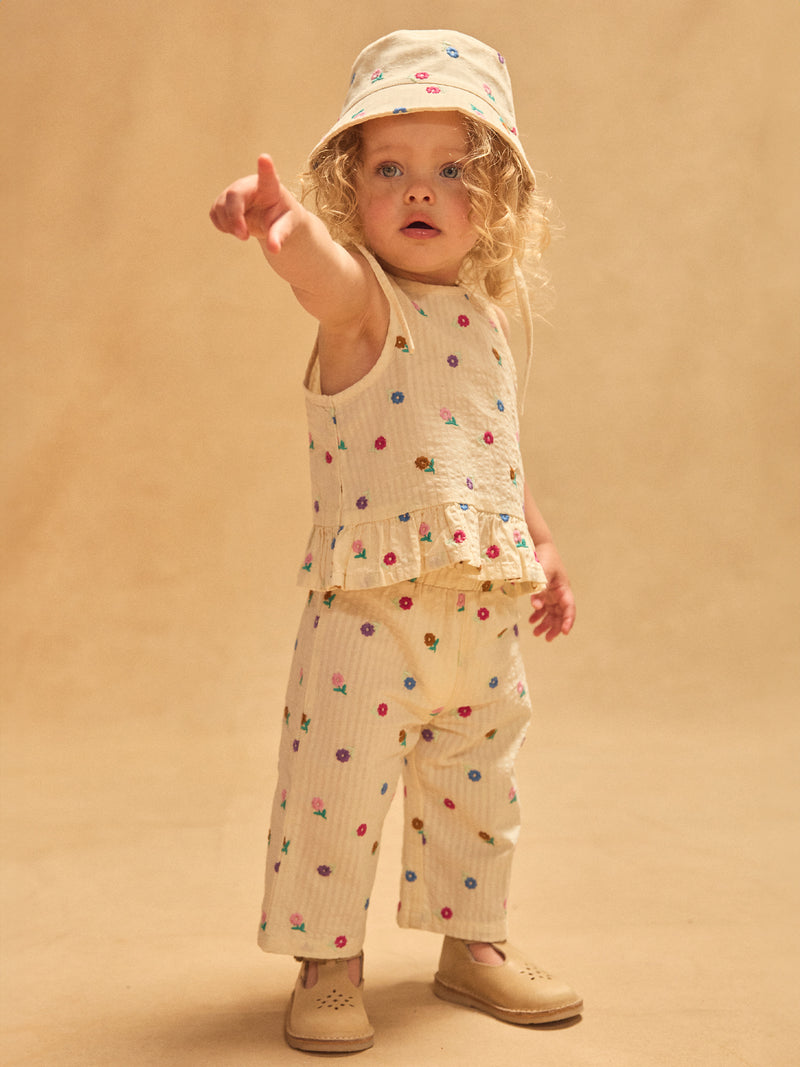 Débardeur écru à broderies fleurs Bébé Fille