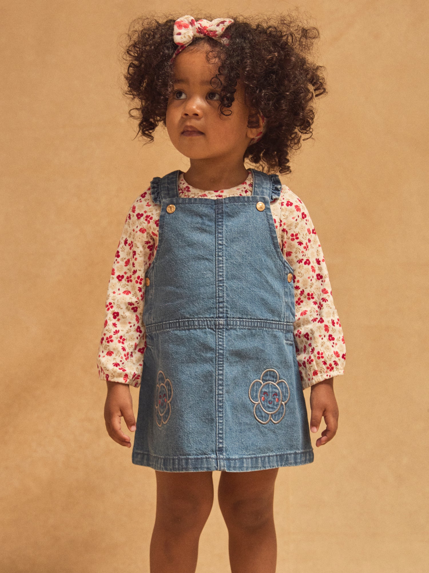 Set Body mit Blumenmuster und Denim Kleid für Babymädchen