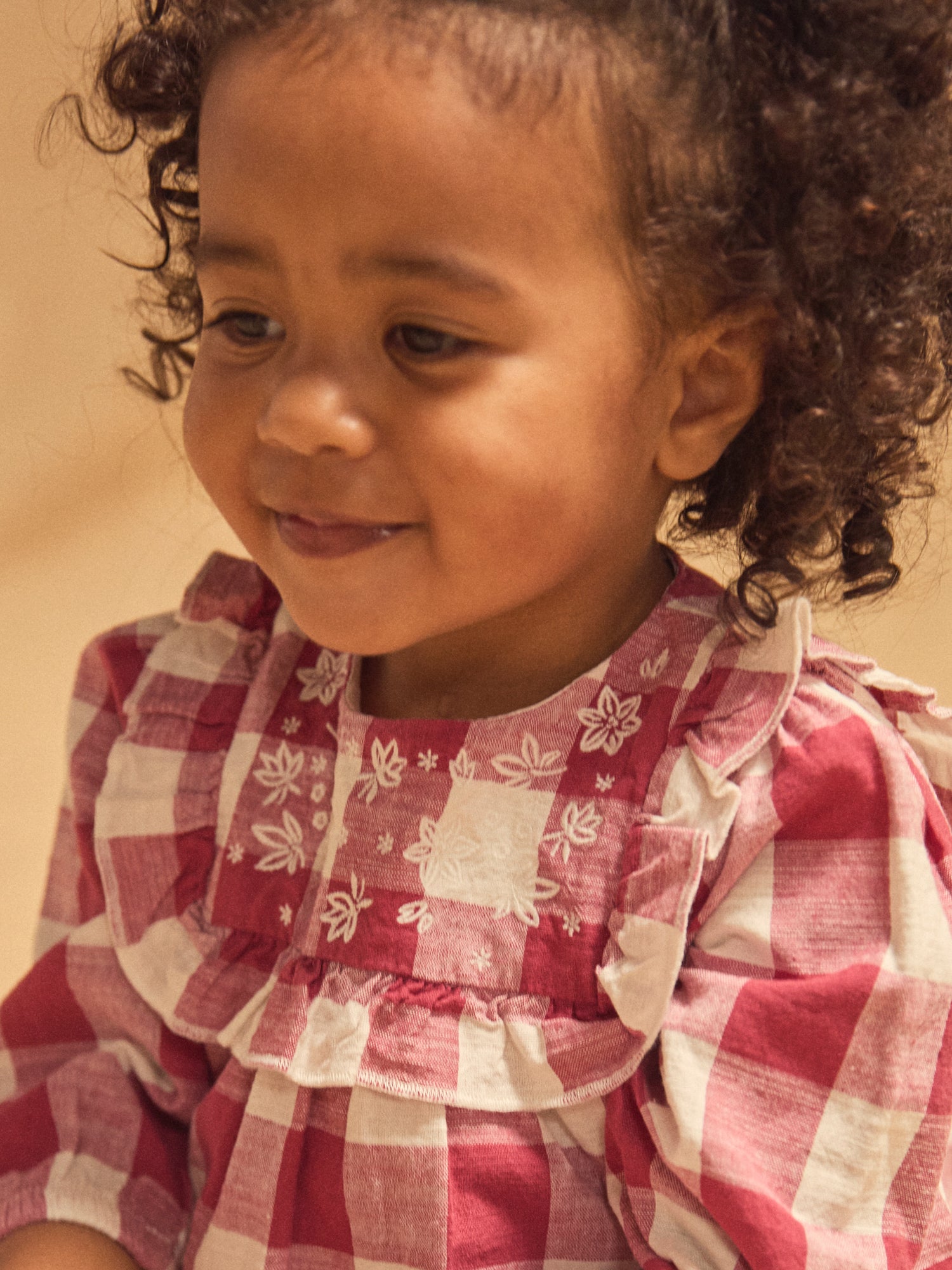 Weiß und Rosa karierte Kleid mit Rüschen für Baby Mädchen
