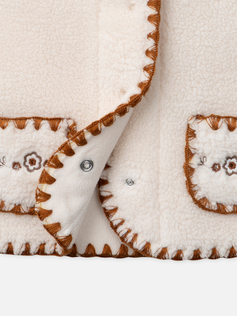 ecrufarbener ärmelloser Cardigan für Mädchen