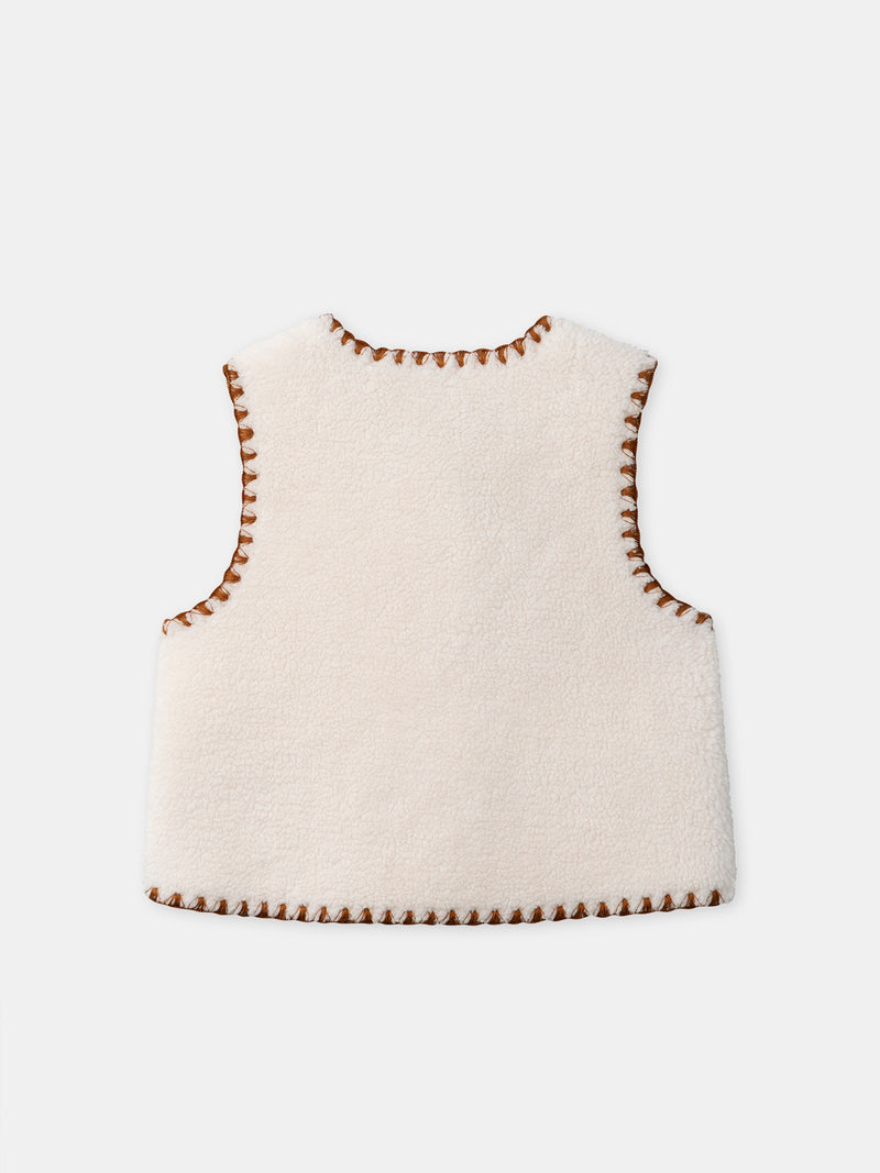 ecrufarbener ärmelloser Cardigan für Mädchen