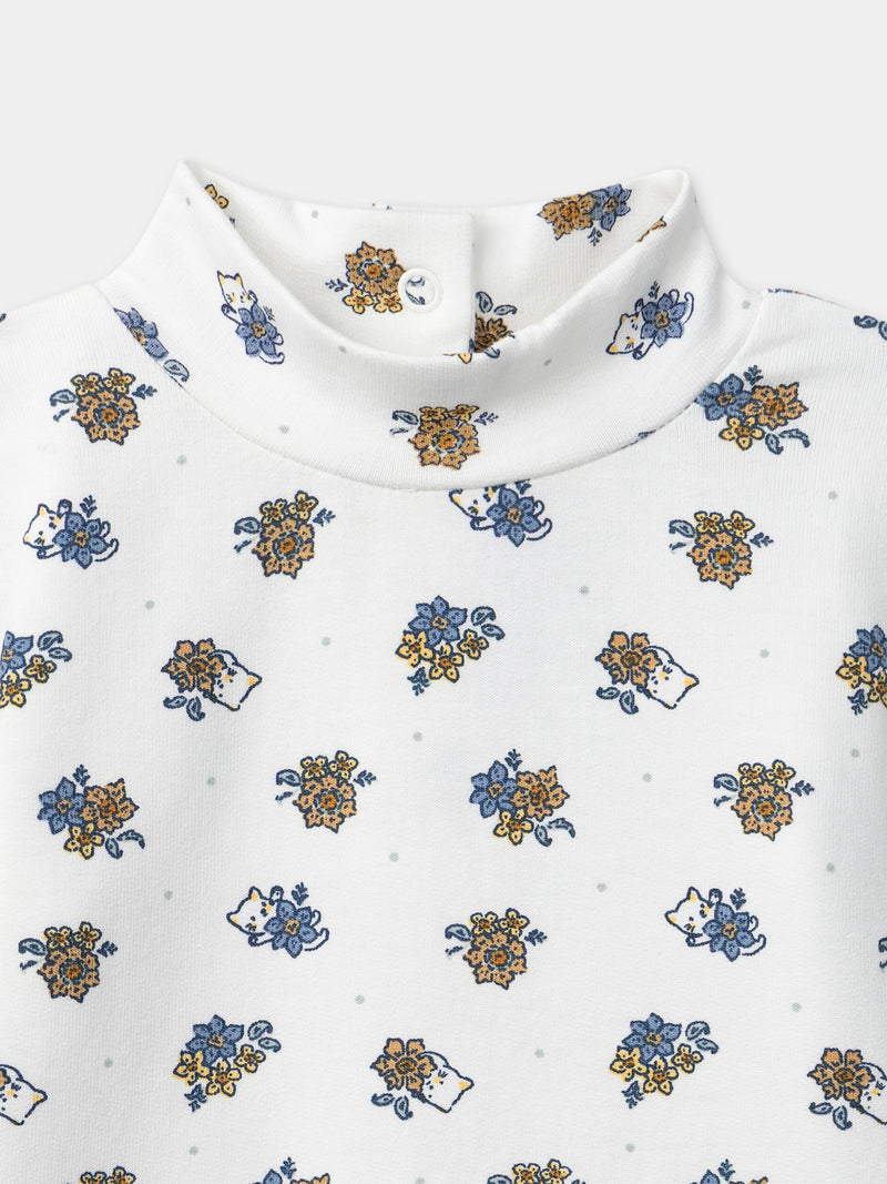 Weißer Body mit Blumenmuster und Babykragen für Mädchen