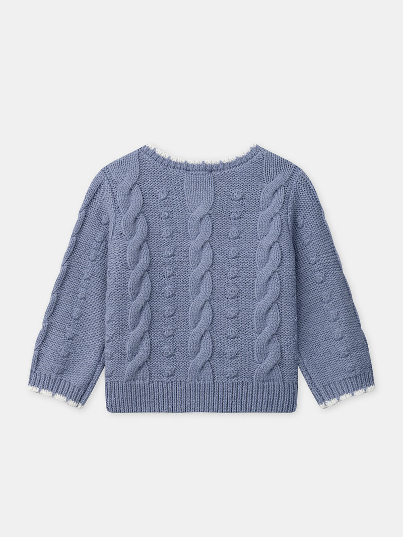 Blauer Cardigan mit Blumenstickerei für Mädchen