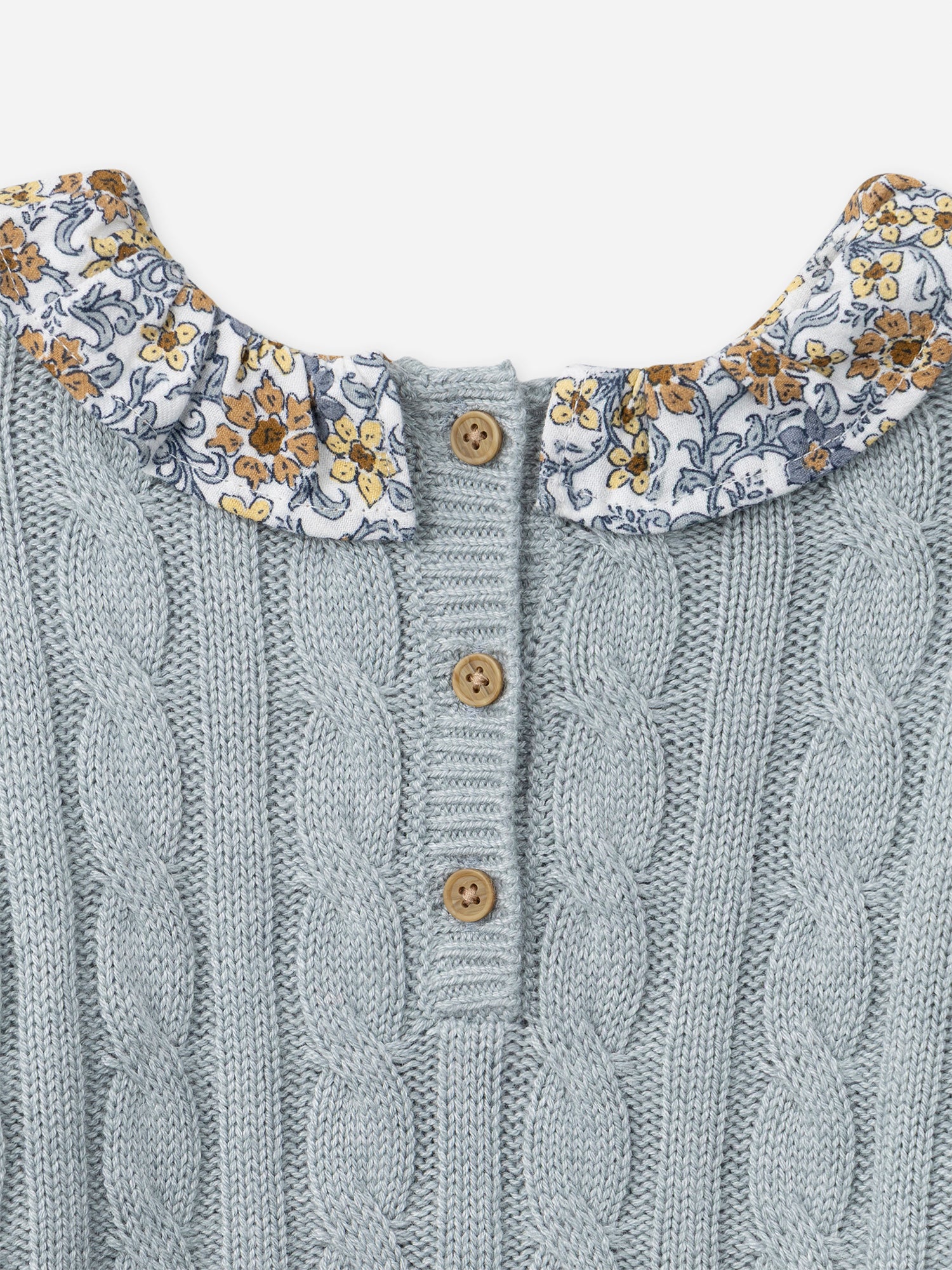 Ensemble pull bleu grisé et legging imprimé fleuri Bébé Fille