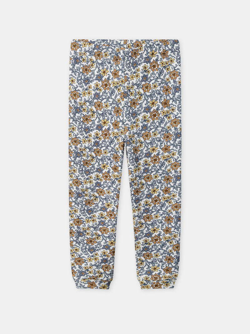 Dunkelblaues Oberteil und gedruckte Blumenleggings für Mädchen