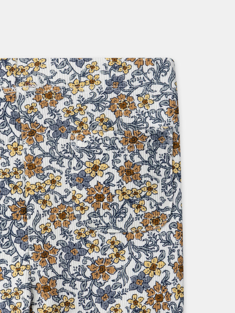 Dunkelblaues Oberteil und gedruckte Blumenleggings für Mädchen