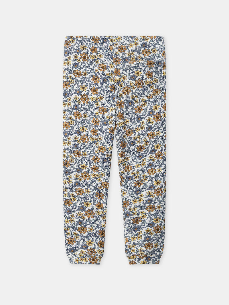 Dunkelblaues Oberteil und gedruckte Blumenleggings für Mädchen