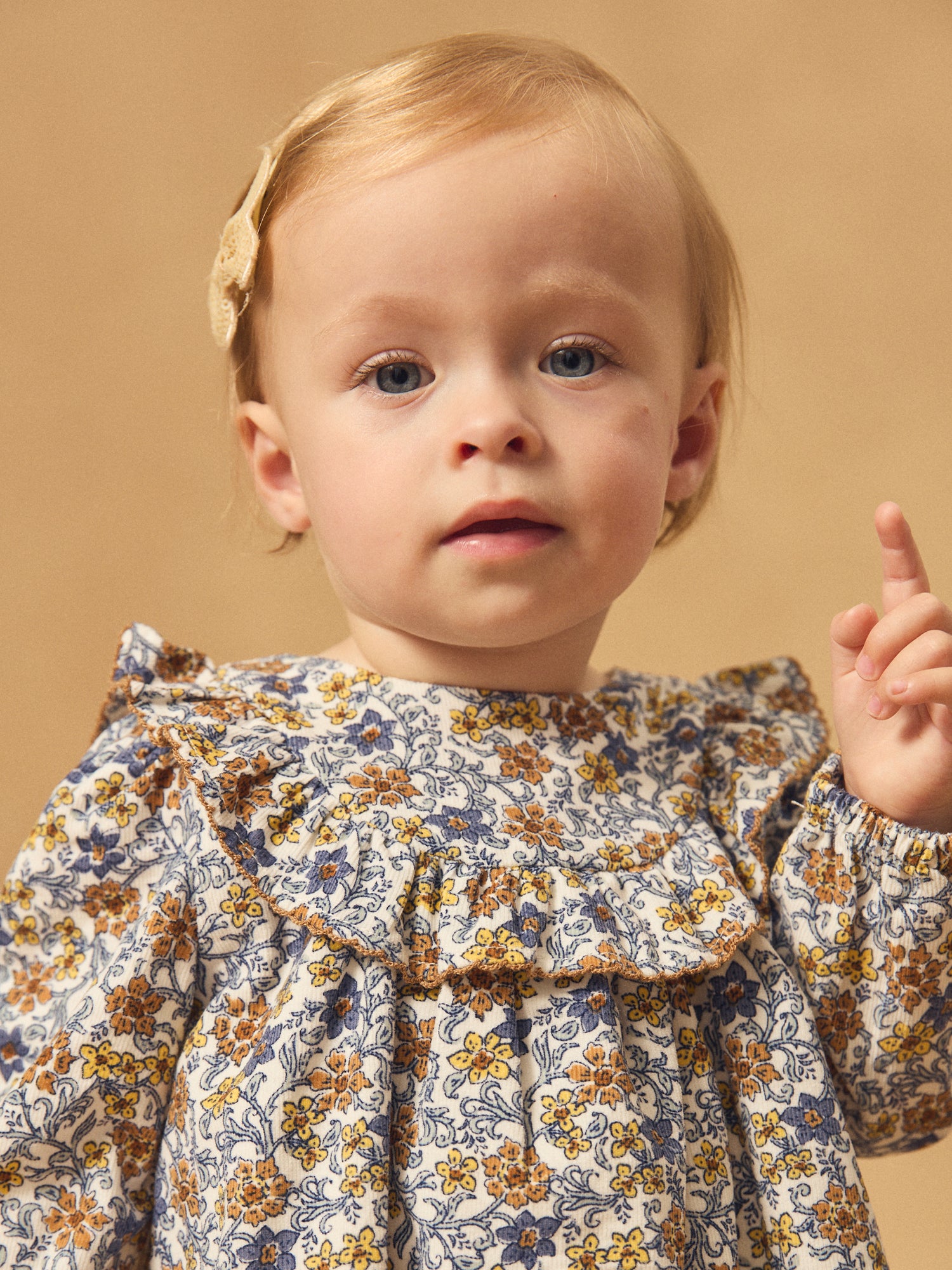 Robe imprimé fleuri en velours Bébé Fille