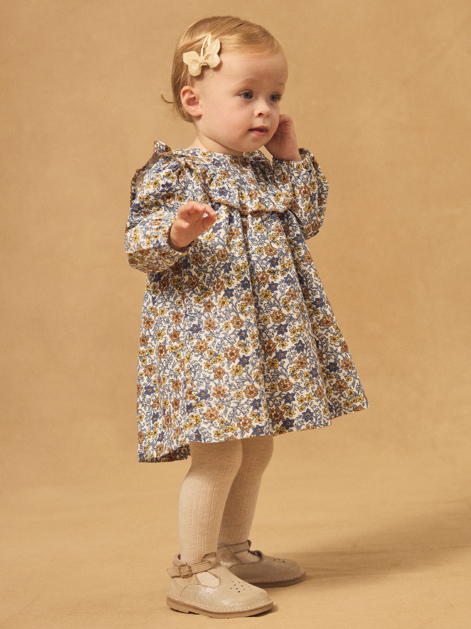 Robe imprimé fleuri en velours Bébé Fille