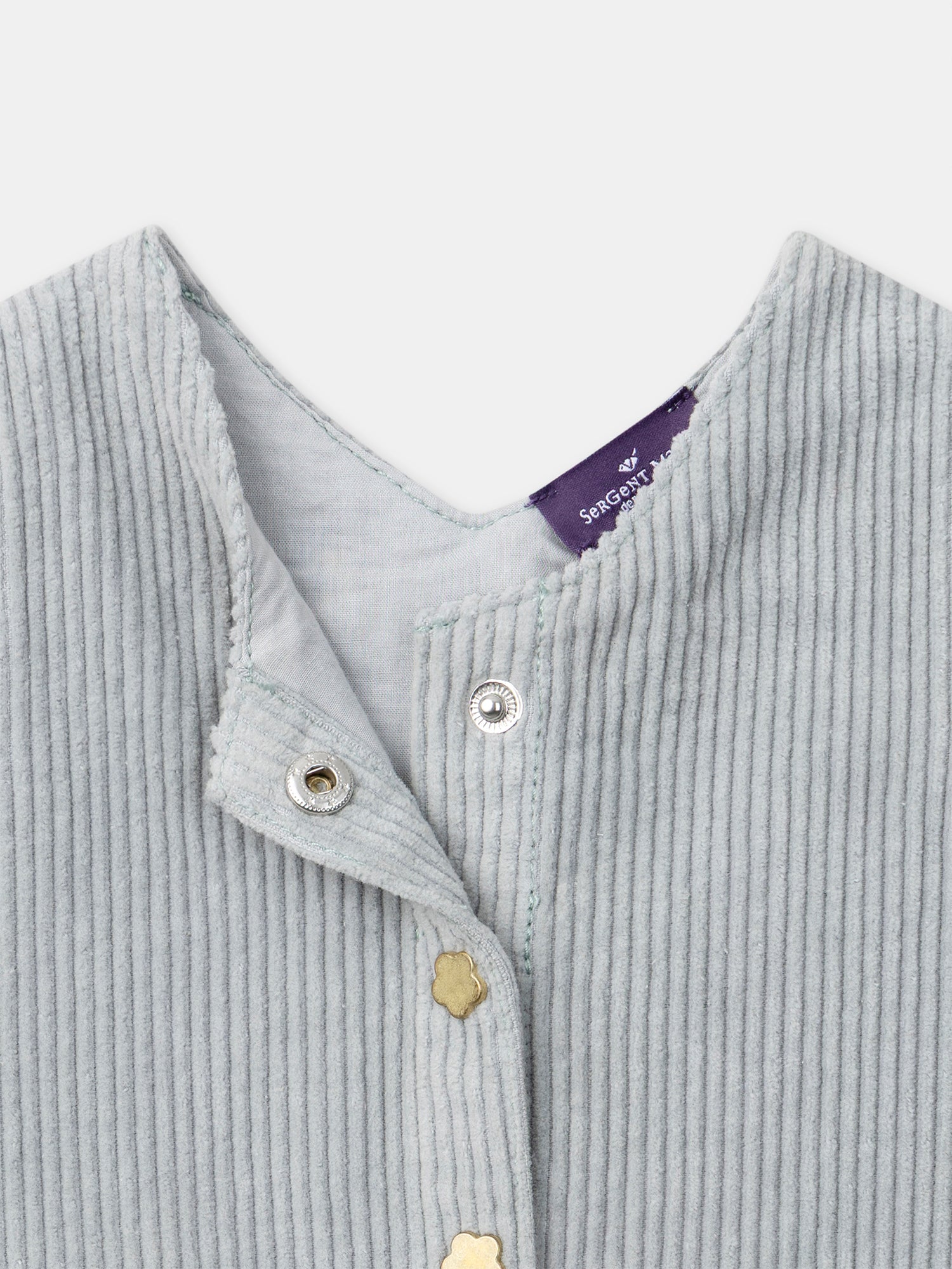 Salopette bleue grisé en velours Bébé Fille