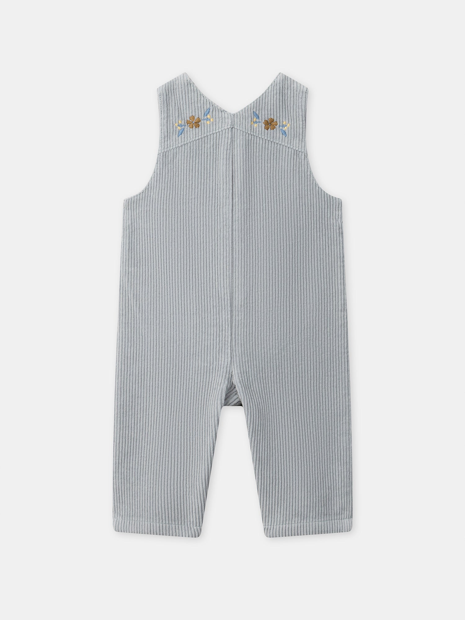 Salopette bleue grisé en velours Bébé Fille