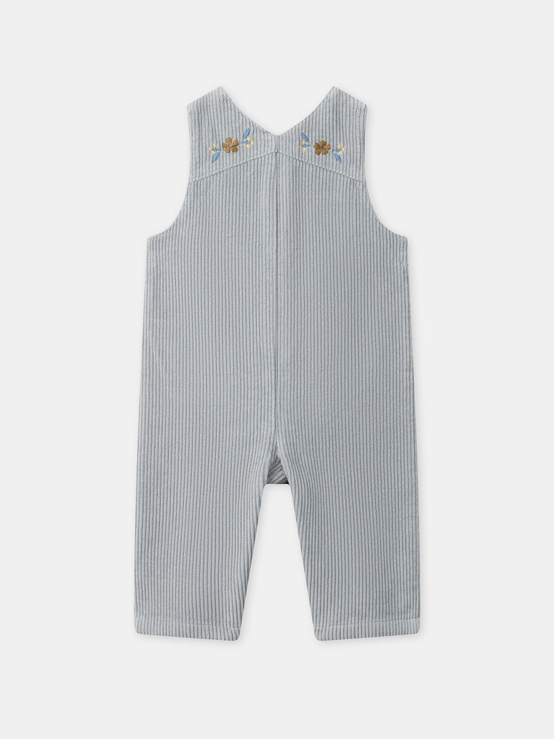 Blaue graue Latzhose aus Samt für Baby Mädchen