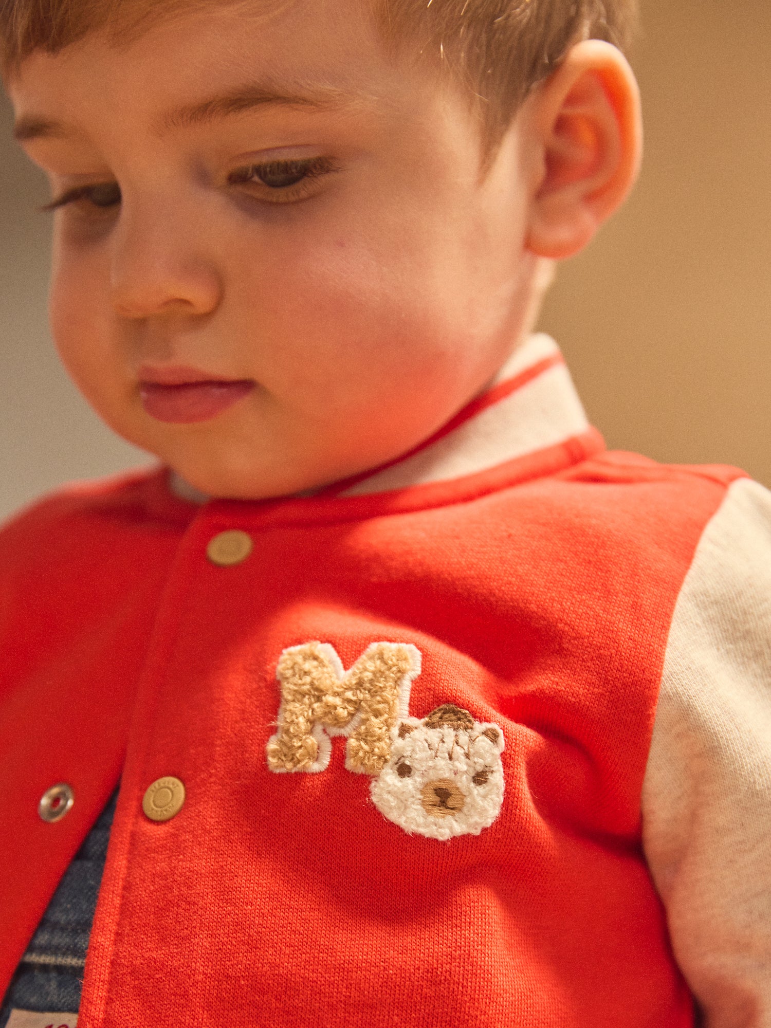 Rote und Ecru Teddyjacke für Baby Jungen