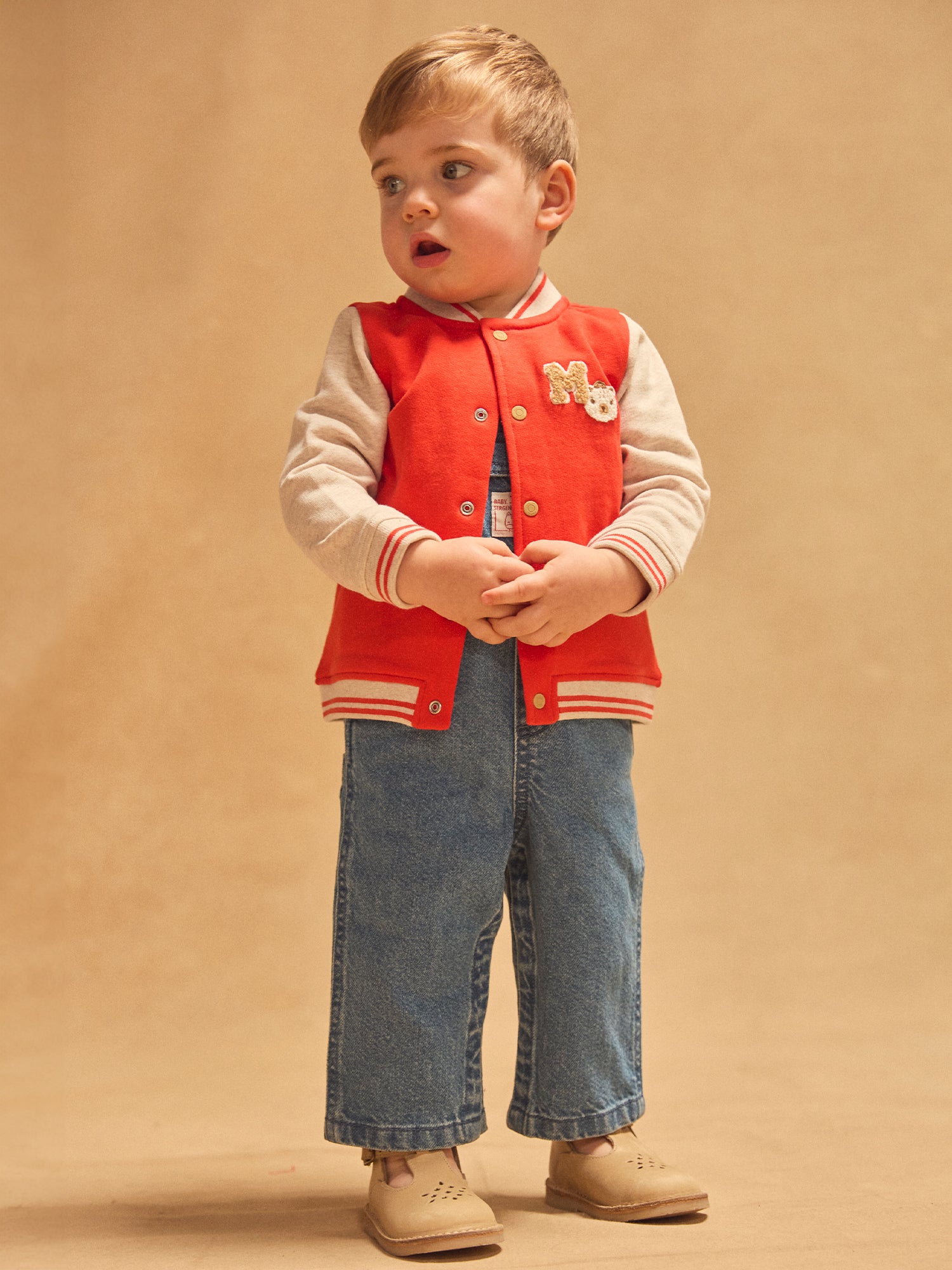 Rote und Ecru Teddyjacke für Baby Jungen