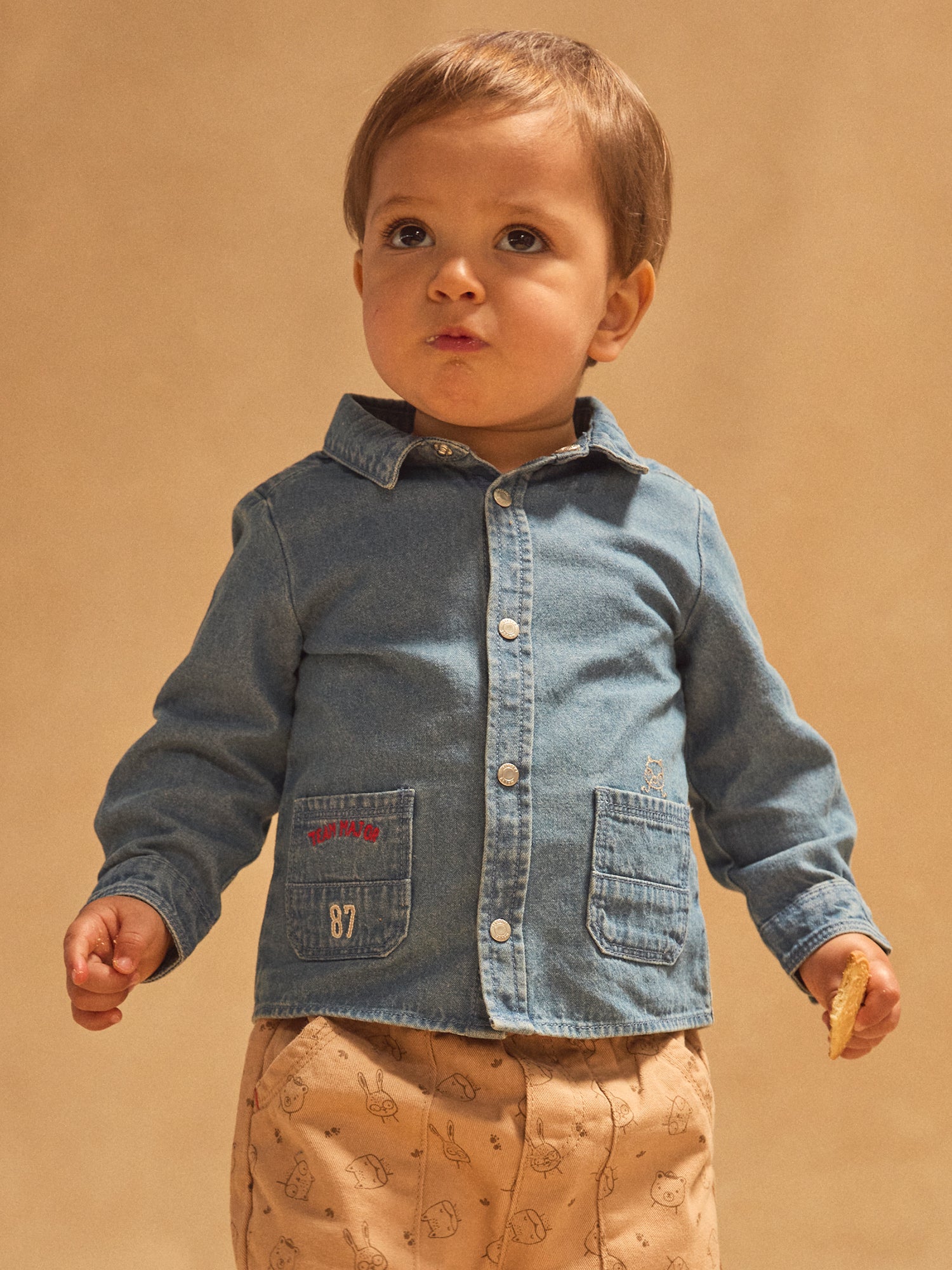 Blaues Denim-Hemd für Baby Jungen