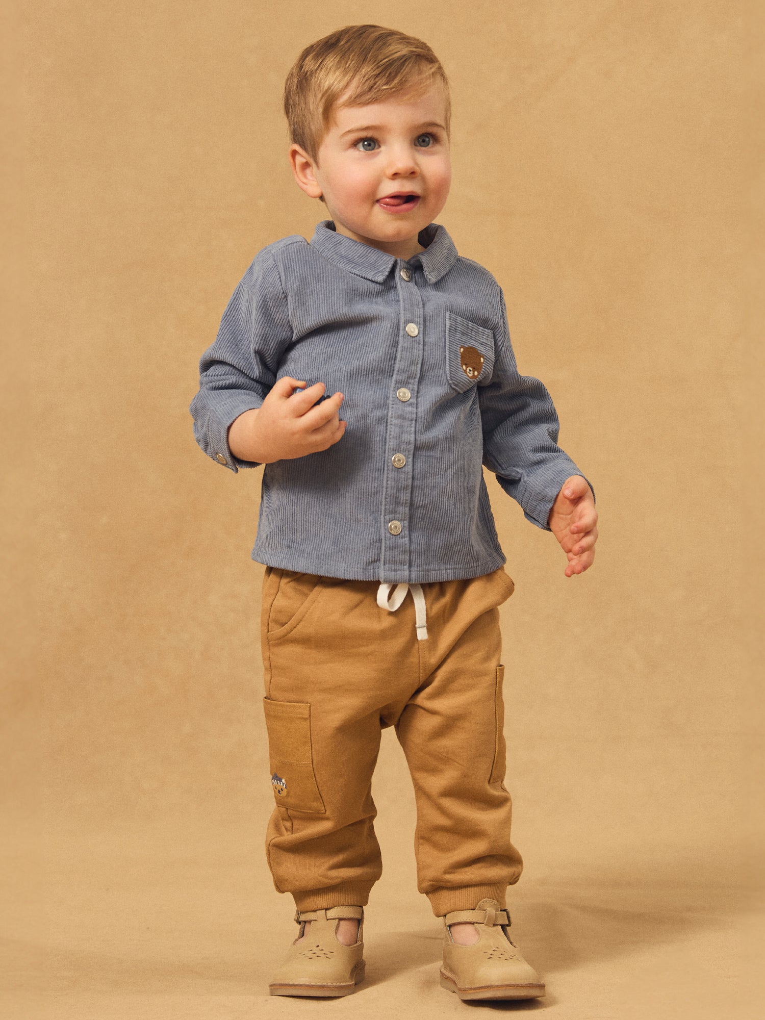 Blaue-gris Velours Hemd Baby Junge