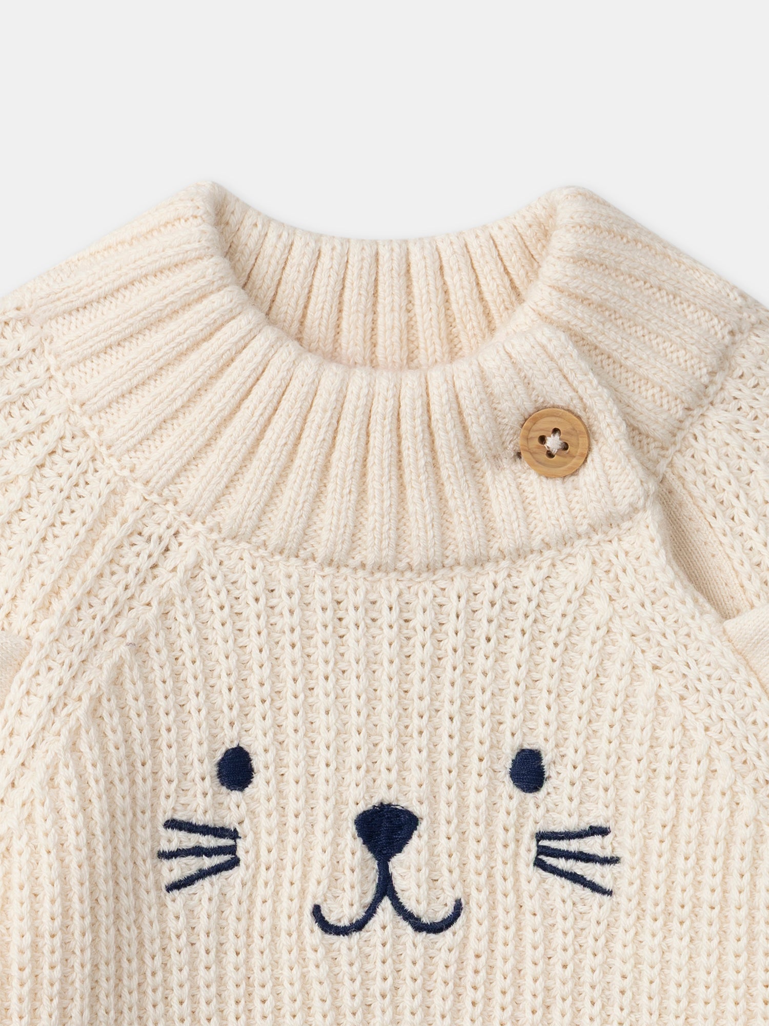 Pull beige visage animal Bébé Garçon