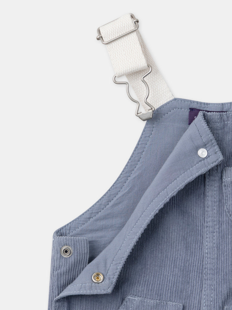 Grau-blaue Latzhose aus Samt für Jungen