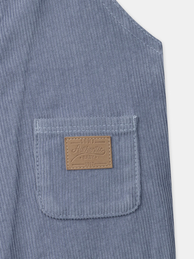 Grau-blaue Latzhose aus Samt für Jungen