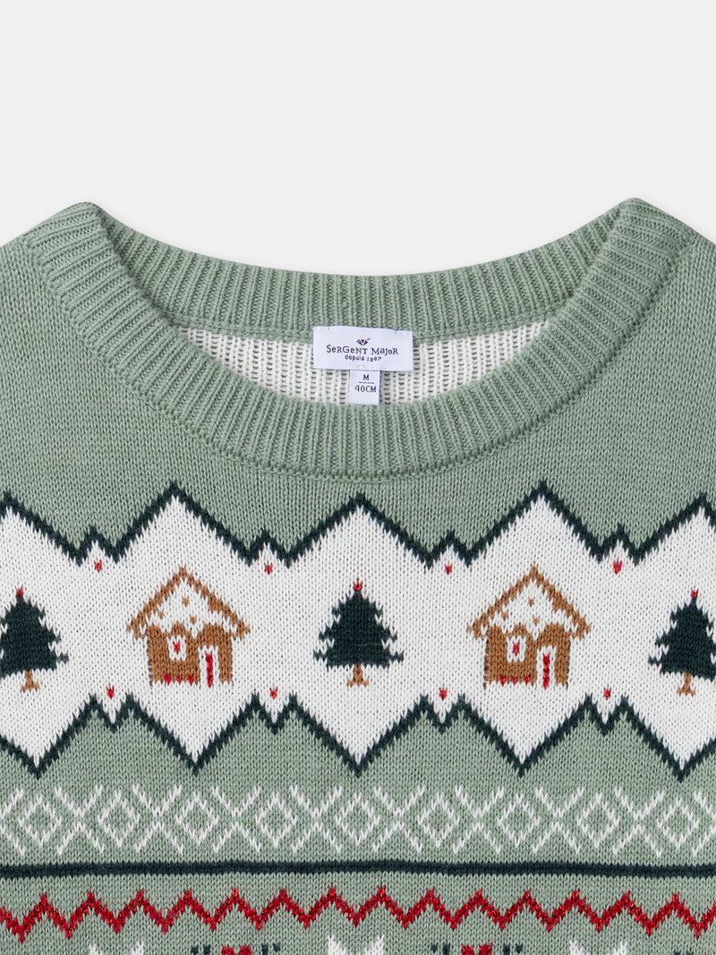 Damen Weihnachts Pullover in Salbeigrün