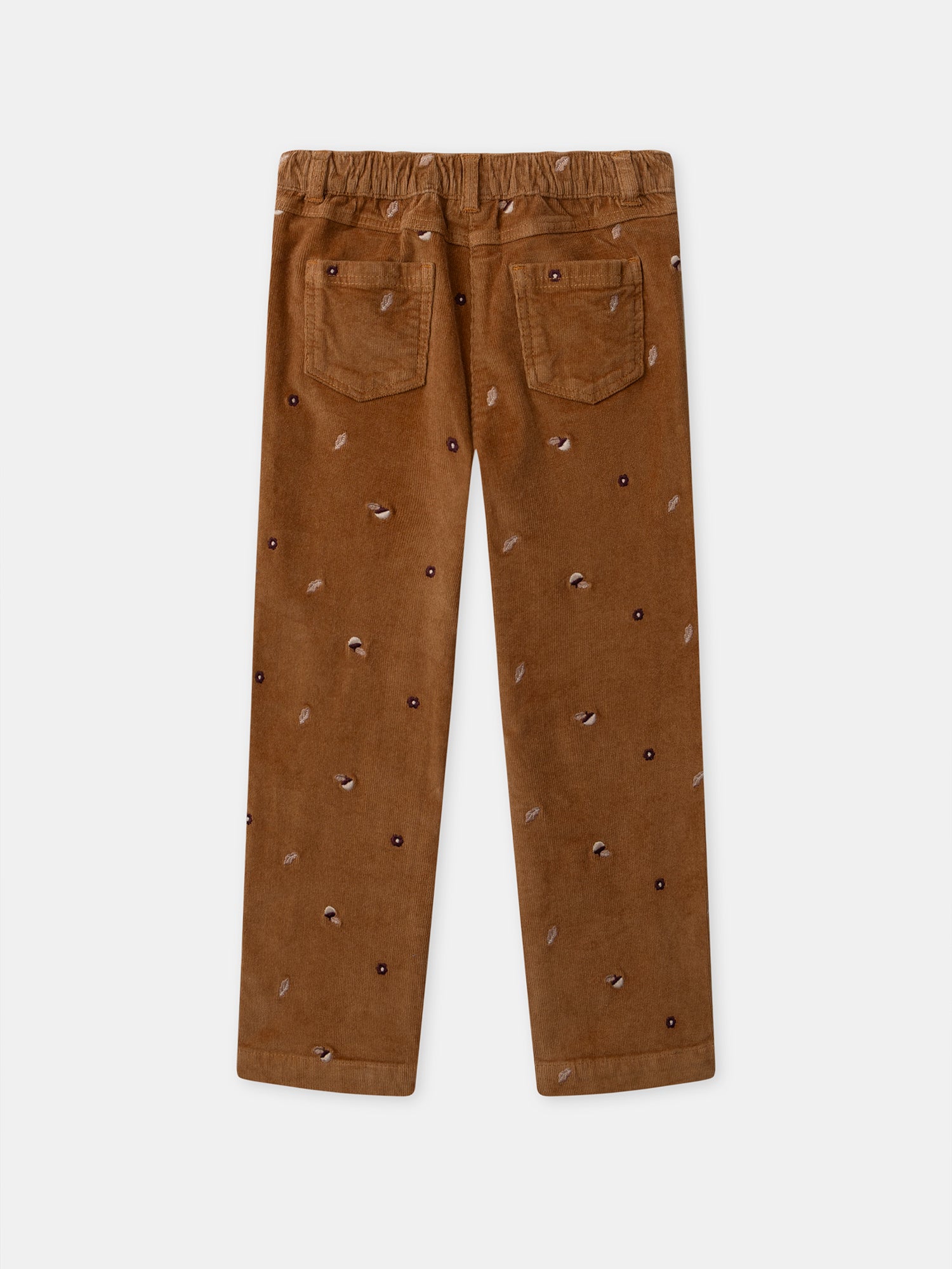 Braune Cord-Hose mit Quastenstickerei für Mädchen