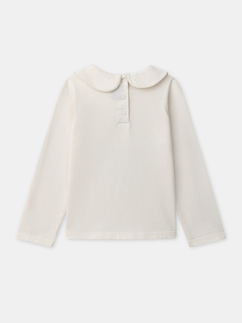 Langärmliges, elfenbeinfarbenes T-Shirt mit Eichhörnchen-Muster für Mädchen