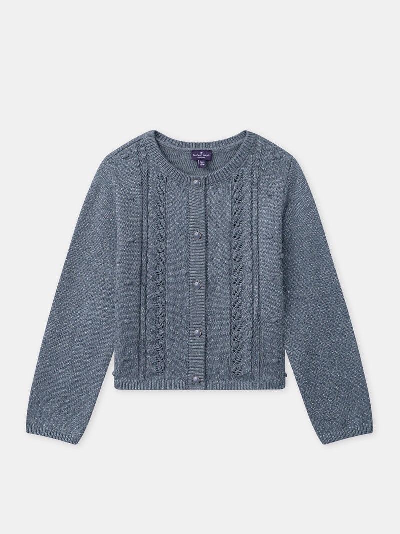 Grau-blauer Mädchen-Cardigan