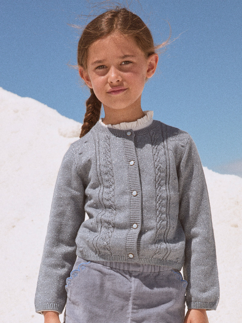 Grau-blauer Mädchen-Cardigan