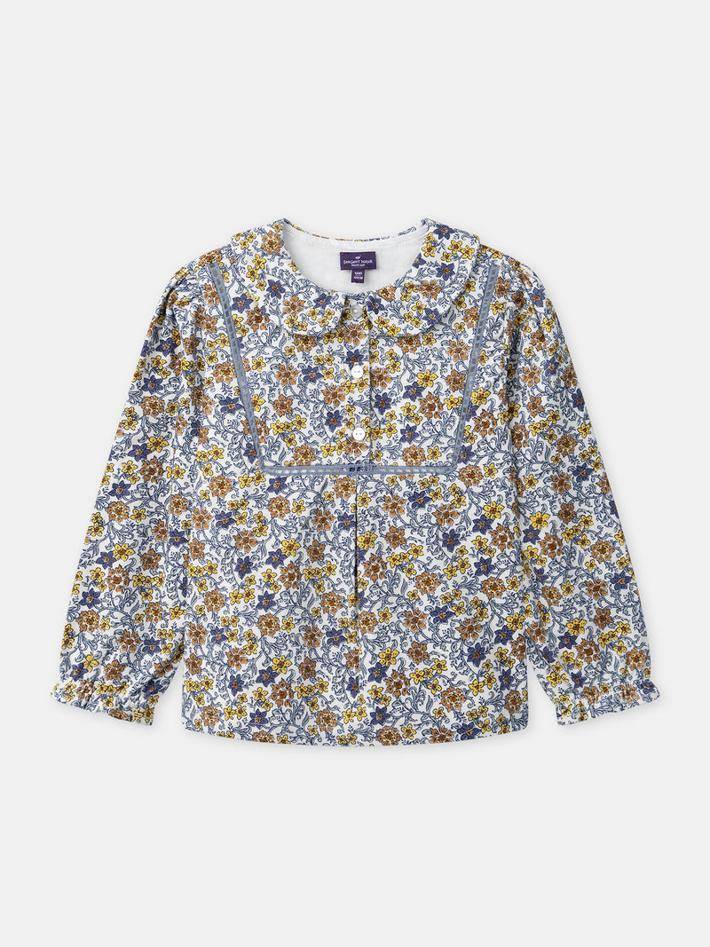 Blouse à col claudine imprimé fleuri Fille