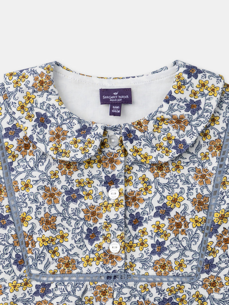 Mädchenbluse mit Kragen und Blumenmuster