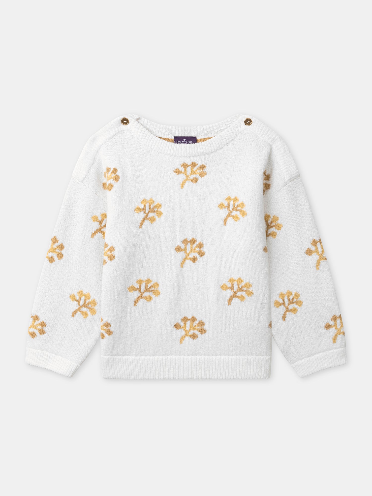 Creme-Pullover mit gelbem Blumenmuster für Mädchen