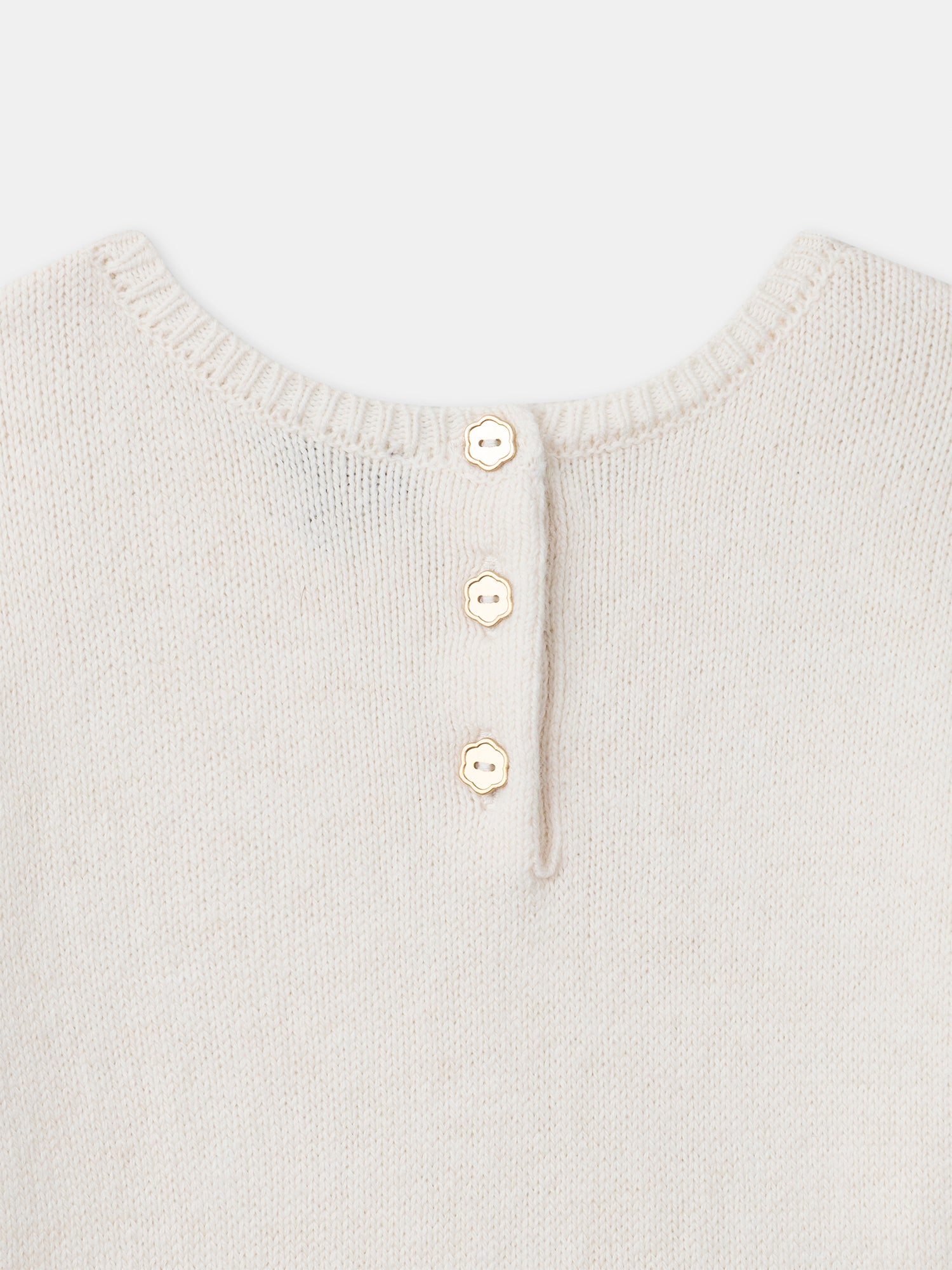 Zweifarbiges Ecru-Kleid mit Blumenmuster für Mädchen