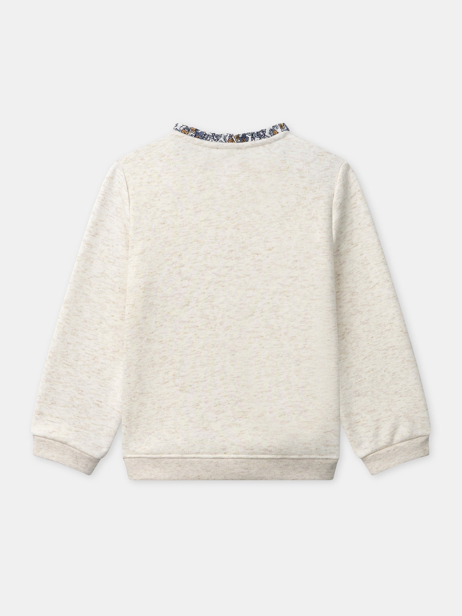 "Ecru Sweatshirt mit ""Jolie Fleur"" Stickerei für Mädchen"
