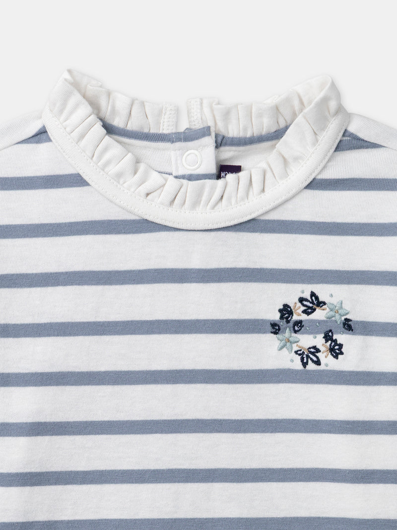 Langarm-T-Shirt mit blauen Streifen für Mädchen