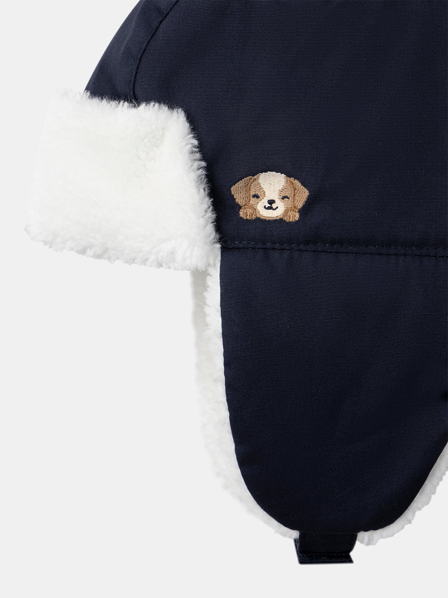 Dunkelblaue Babymütze mit Ohrenschutz für Jungen