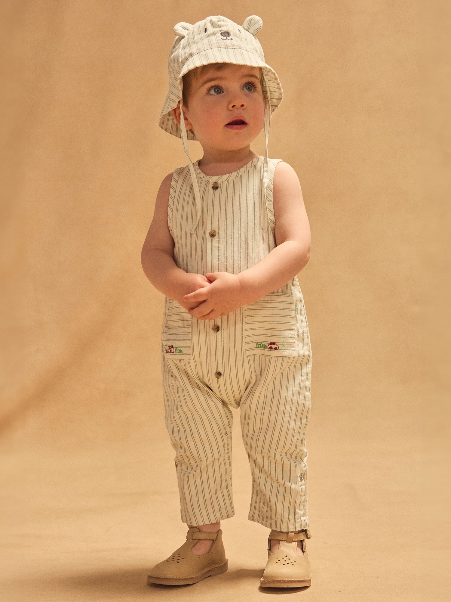 Weißer Bär-Bob mit grünen Streifen für Baby Jungen