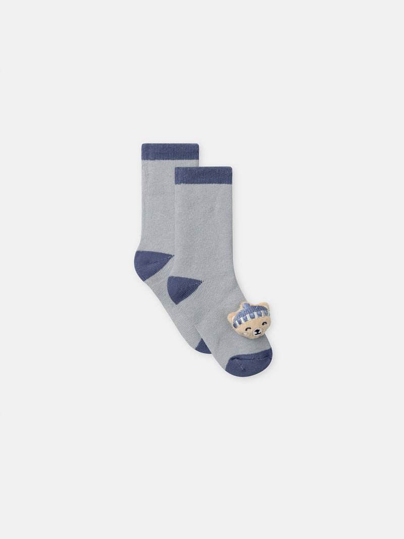 Grau-blau Socken mit Bärenkopf für Jungen