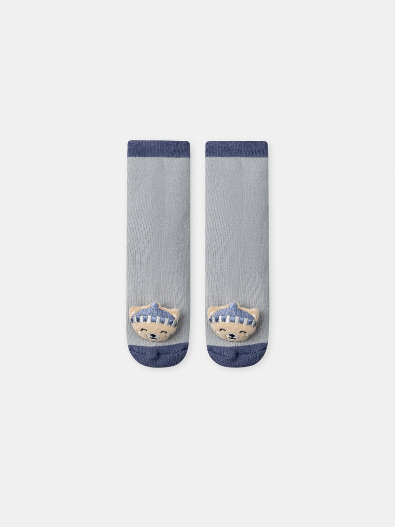 Grau-blau Socken mit Bärenkopf für Jungen