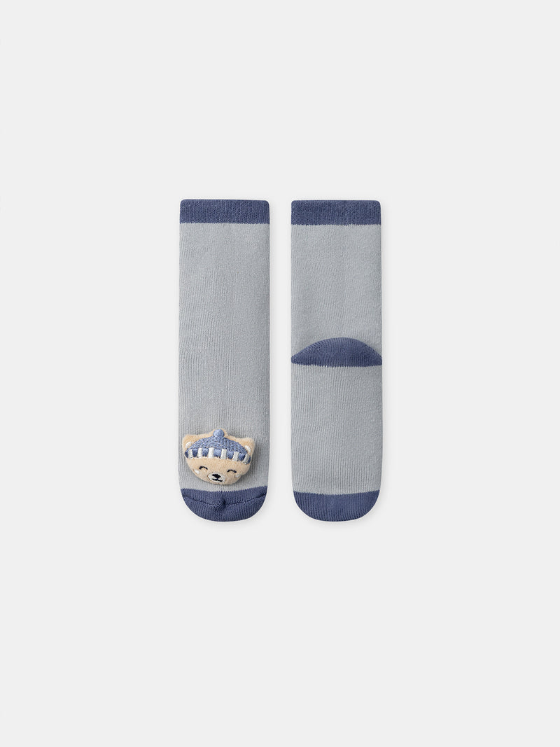 Grau-blau Socken mit Bärenkopf für Jungen