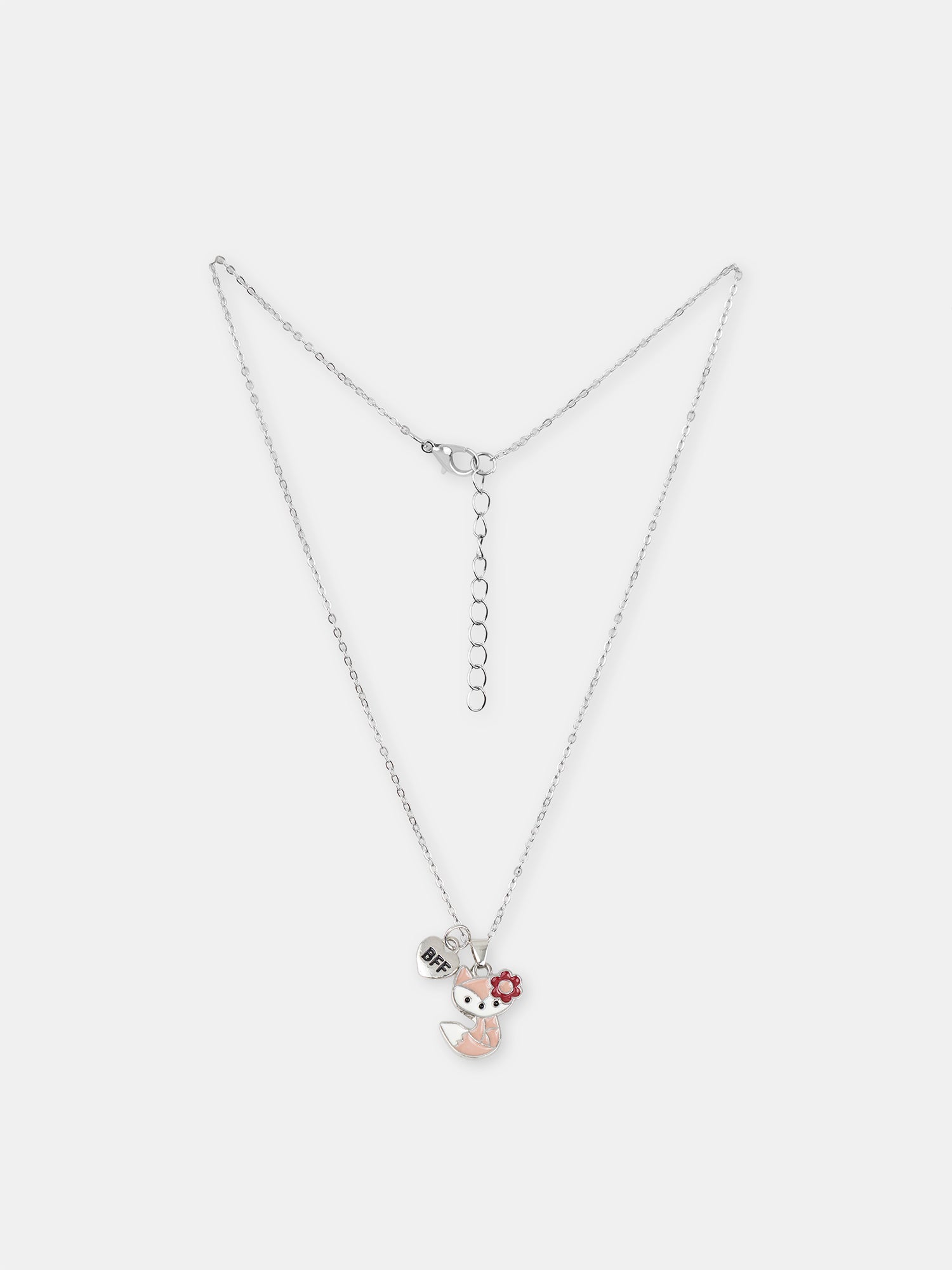2 Silberne Halsketten mit Fuchsanhängern für Mädchen