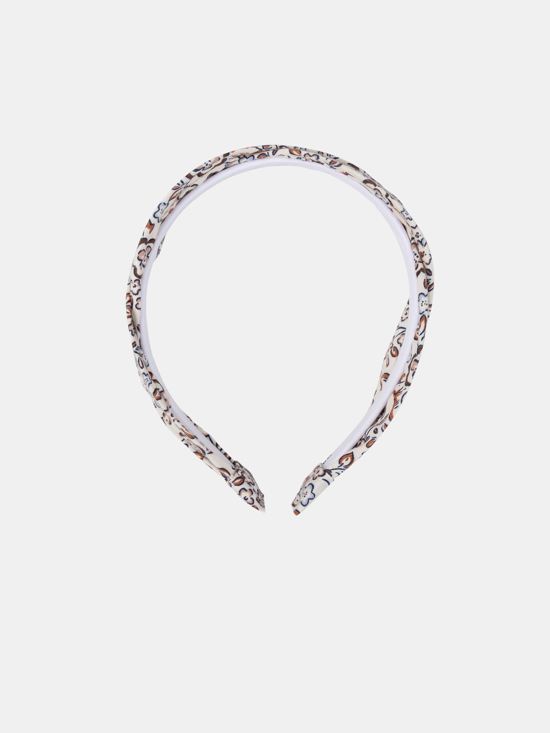 Serre-tête écru imprimé fleuri Fille
