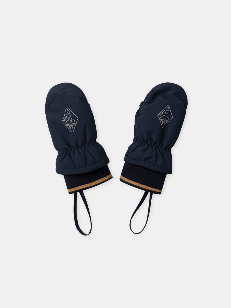 Dunkelblaue Handschuhe mit Raketenmuster für Jungen
