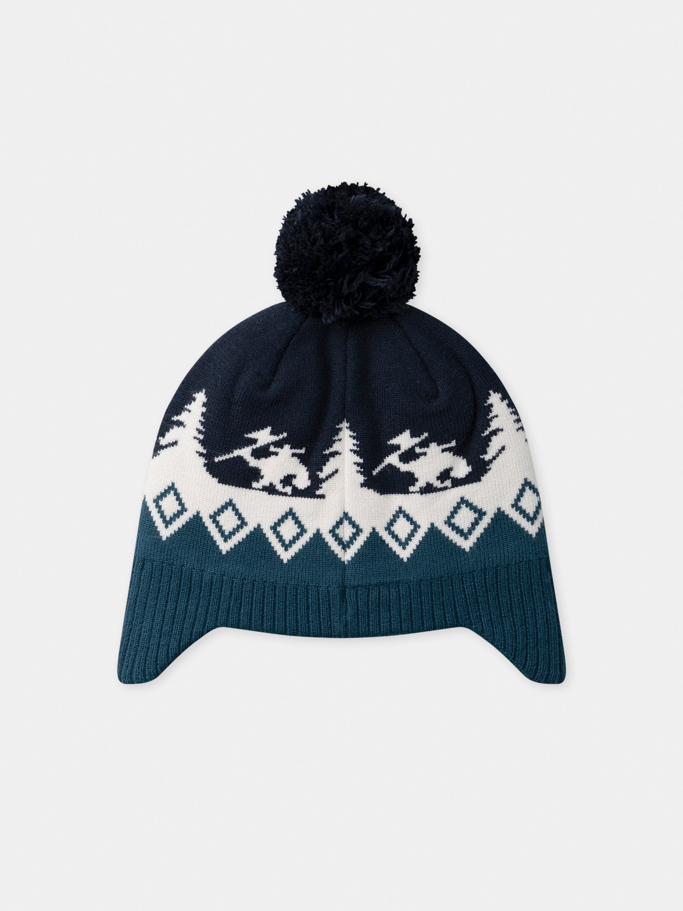 Jungenpomponmütze mit Jacquard-Muster